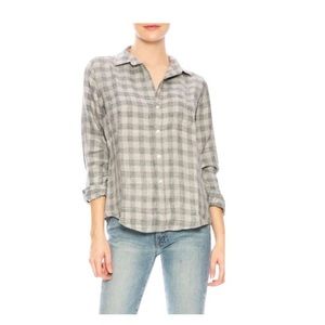 Frank & Eileen “Barry” grey plaid linen button up, size S